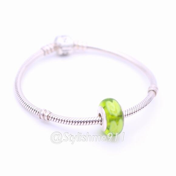 Authentic Pandora Lime Green with Lime Hearts Charm - Picture 5 of 10